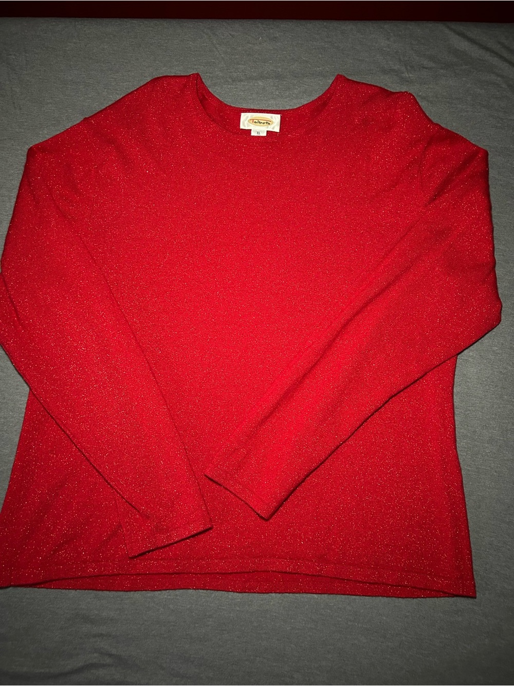 Talbots Red Sparkle Wool Crewneck Sweater